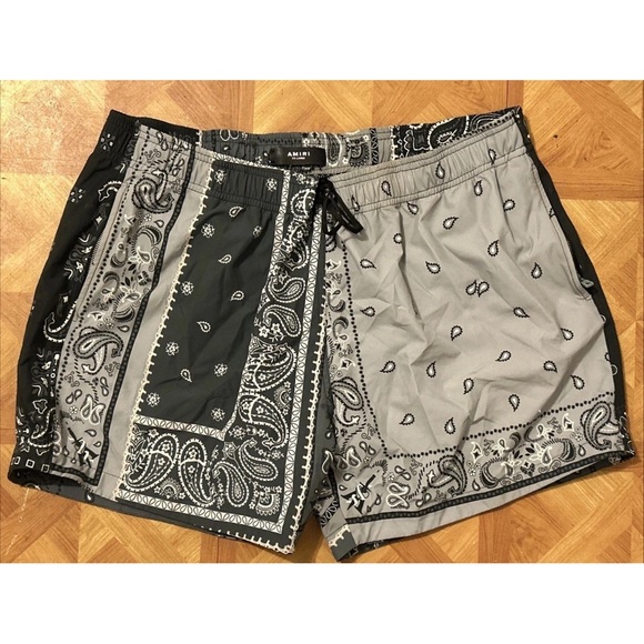 AMIRI Black and Gray Athletic Men's Shorts - Picture 1 of 9